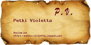 Petki Violetta névjegykártya